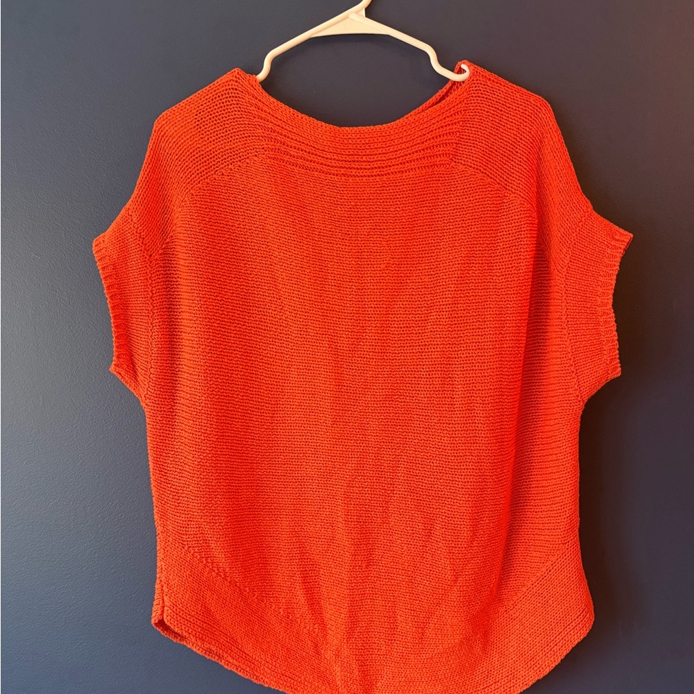 Women's Orange Short Sleeve Sweater